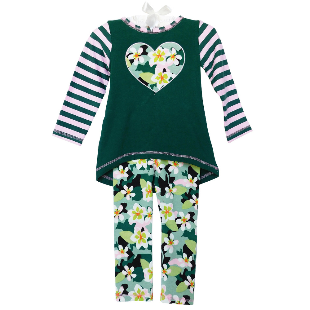 Girls Camouflage High Low & Striped Leggings